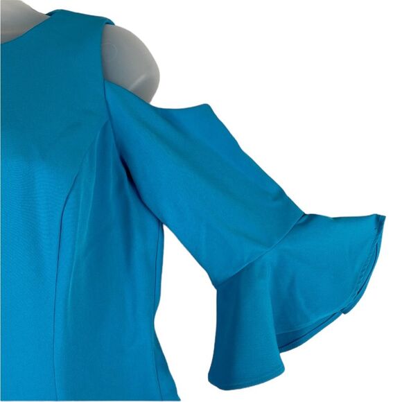 Nicole Miller New York Cold Shoulder Turquoise Blue Sz 6 - Picture 5 of 7